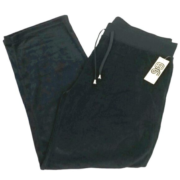 Ninety Woman Black Pull-On Cotton Blend Velour Drawstring Casual Pants Womens 2X - Picture 6 of 13